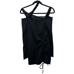 POSTER GIRL Cut Out Mesh Long Sleeve Mini Dress - Black XS